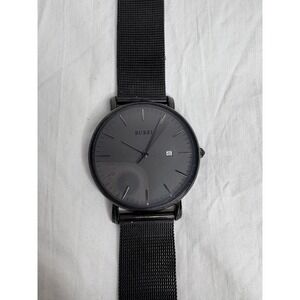 BUREI Black Stainless Steel Mesh Band Quartz Movement Men's Wristwatch